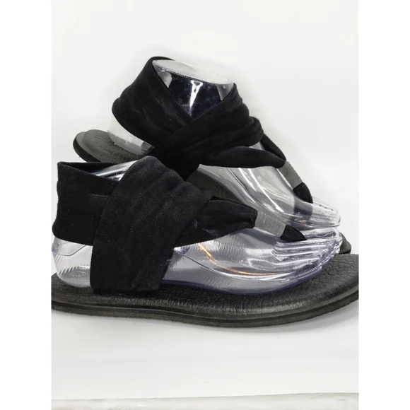 Sanuk Black & Gray Yoga Sling 2 Sandals Women's Size 7 - Picture 3 of 7